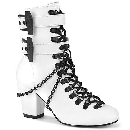 Demonia Cult Essential | "Vivika-128" Boots - White Vegan Leather