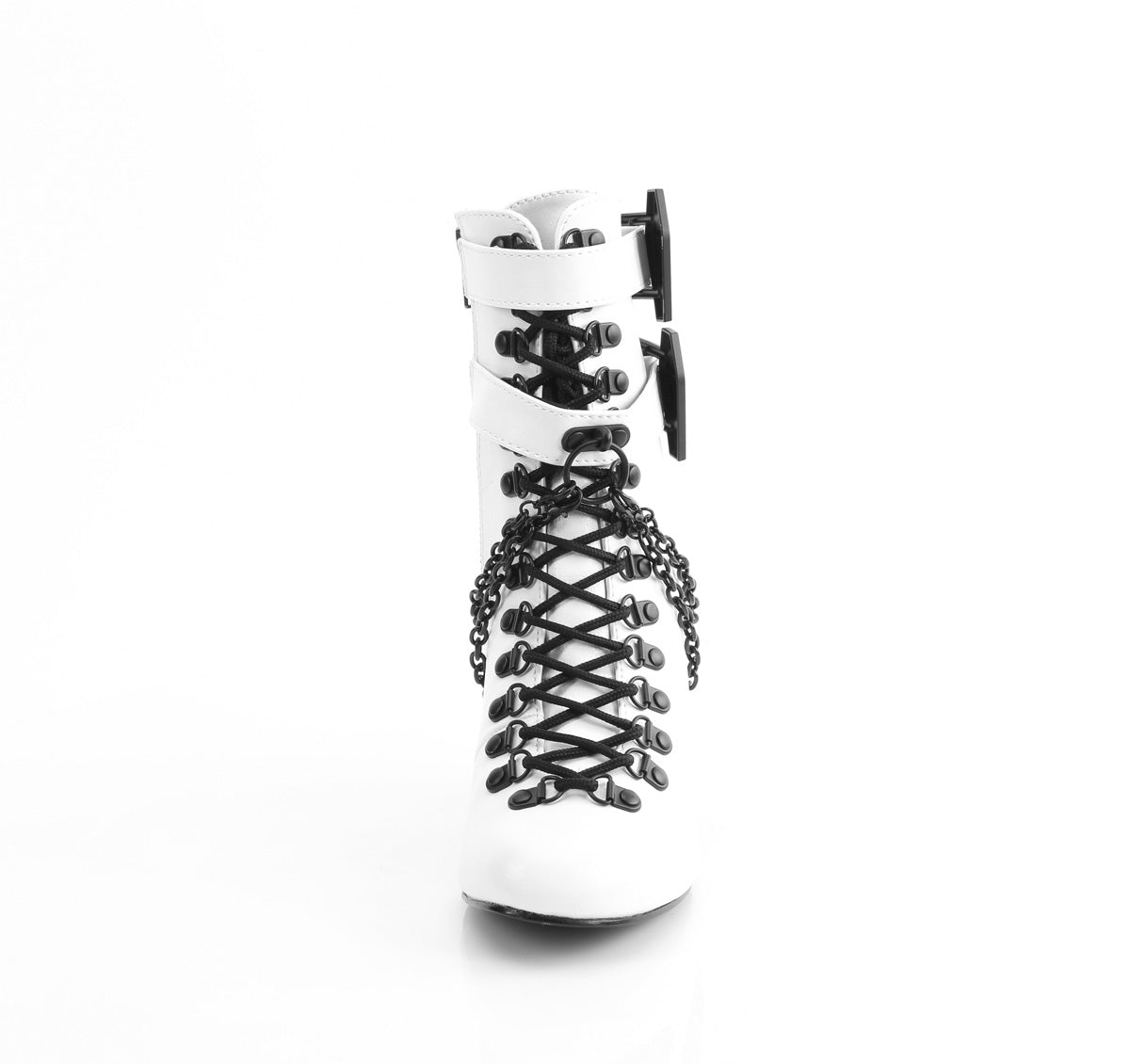 Demonia Cult Essential | "Vivika-128" Boots - White Vegan Leather