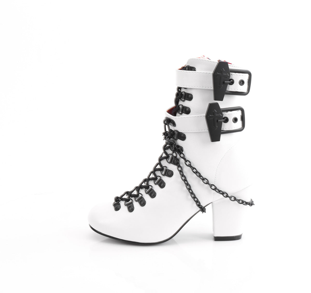 Demonia Cult Essential | "Vivika-128" Boots - White Vegan Leather