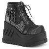 Black Vegan Leather-Gray Velvet