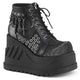 Black Vegan Leather-Gray Velvet