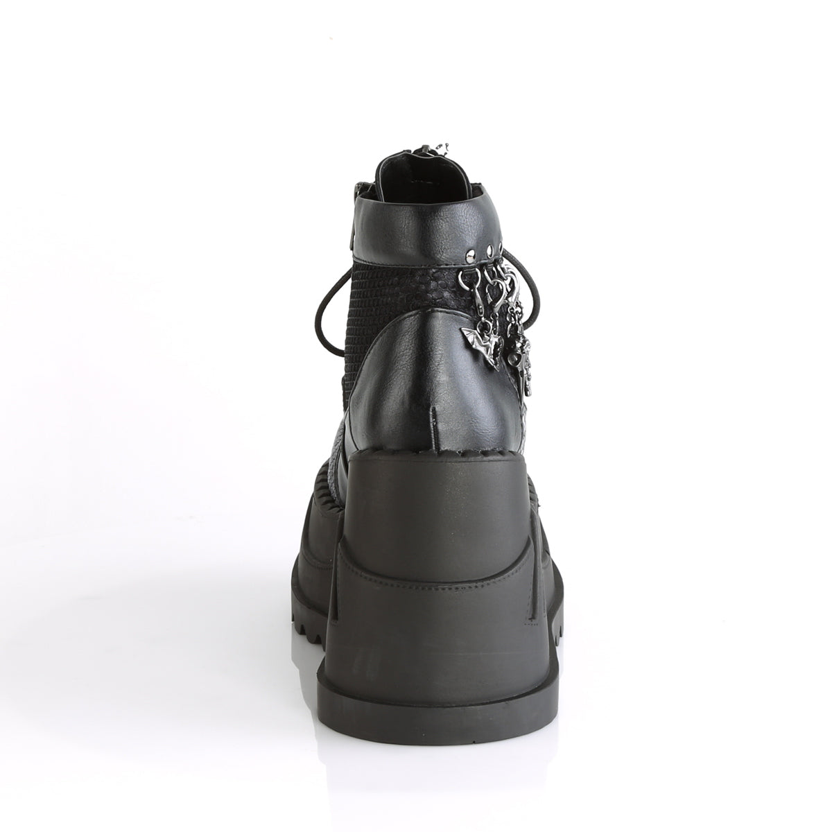 Demonia Cult Value | "Stomp-18" Boots - Black Vegan Leather-Gray Velvet