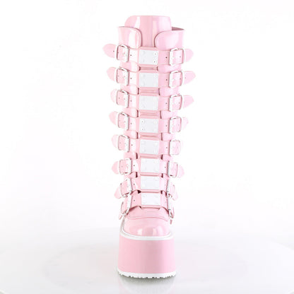 Demonia Cult Great Value | "Damned-318" Boots - Baby Pink Holo Patent