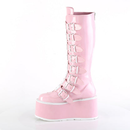 Demonia Cult Great Value | "Damned-318" Boots - Baby Pink Holo Patent
