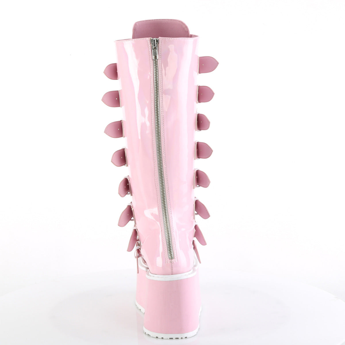 Demonia Cult Great Value | "Damned-318" Boots - Baby Pink Holo Patent