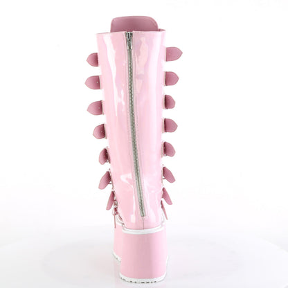 Demonia Cult Great Value | "Damned-318" Boots - Baby Pink Holo Patent