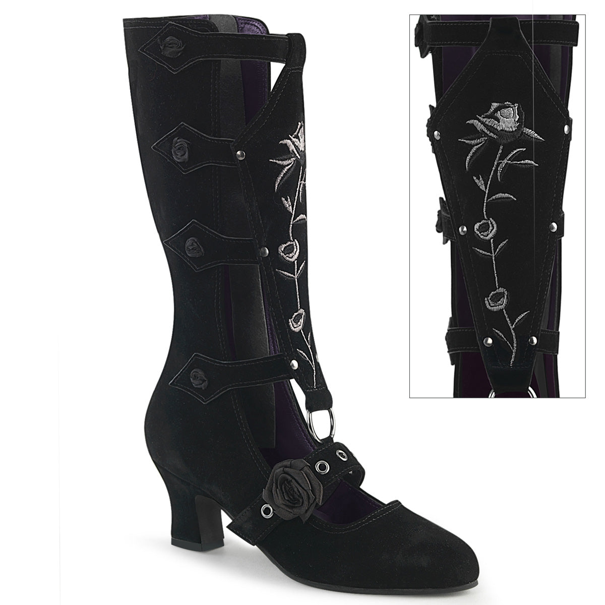 Demonia Cult Quality | "Whimsy-118" Boots - Black Vegan Suede