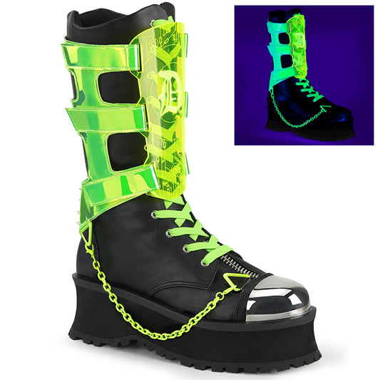 Demonia Cult Exclusive | "Gravedigger-255" Boots - Black Vegan Leather