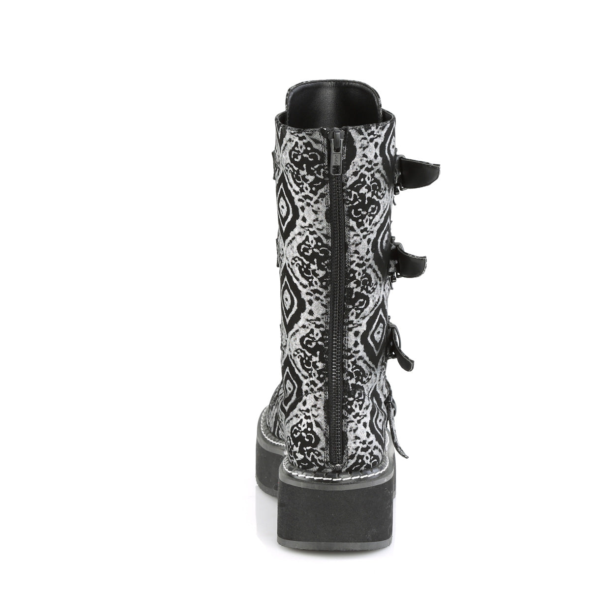Demonia Cult Signature | "Emily-322" Boots - Black-Silver Faux Nubuck Leather
