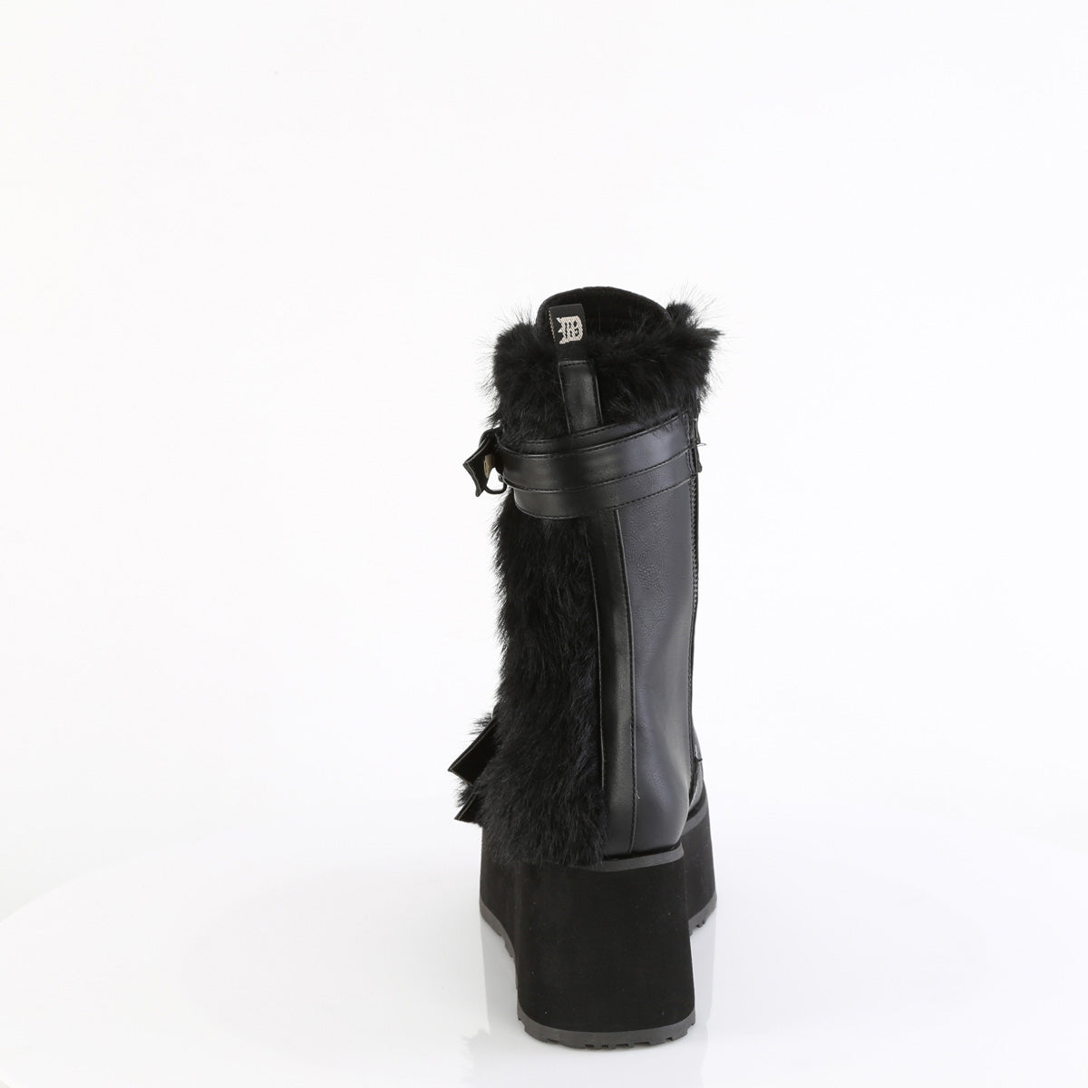 Demonia Cult Classic | "Trashville-218" Boots - Black Vegan Leather-Faux Fur