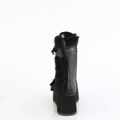 Demonia Cult Classic | "Trashville-218" Boots - Black Vegan Leather-Faux Fur