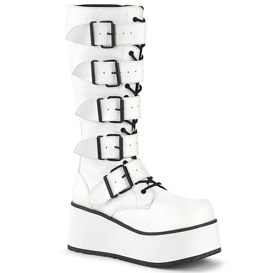 Demonia Cult Essential | "Trashville-518" Boots - White Vegan Leather
