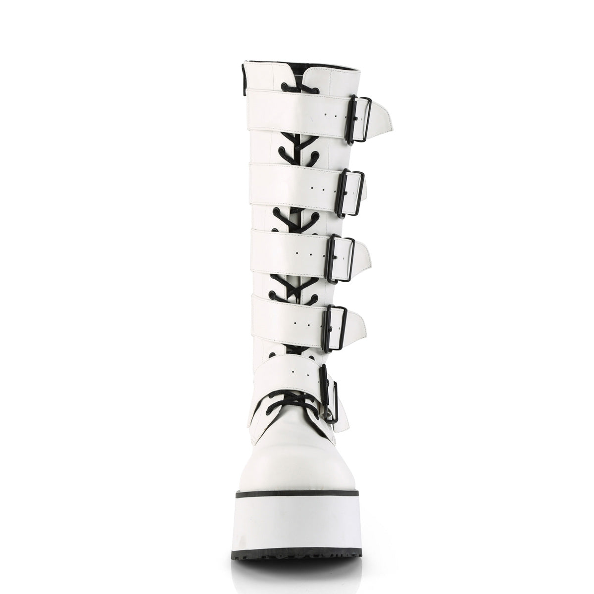 Demonia Cult Essential | "Trashville-518" Boots - White Vegan Leather