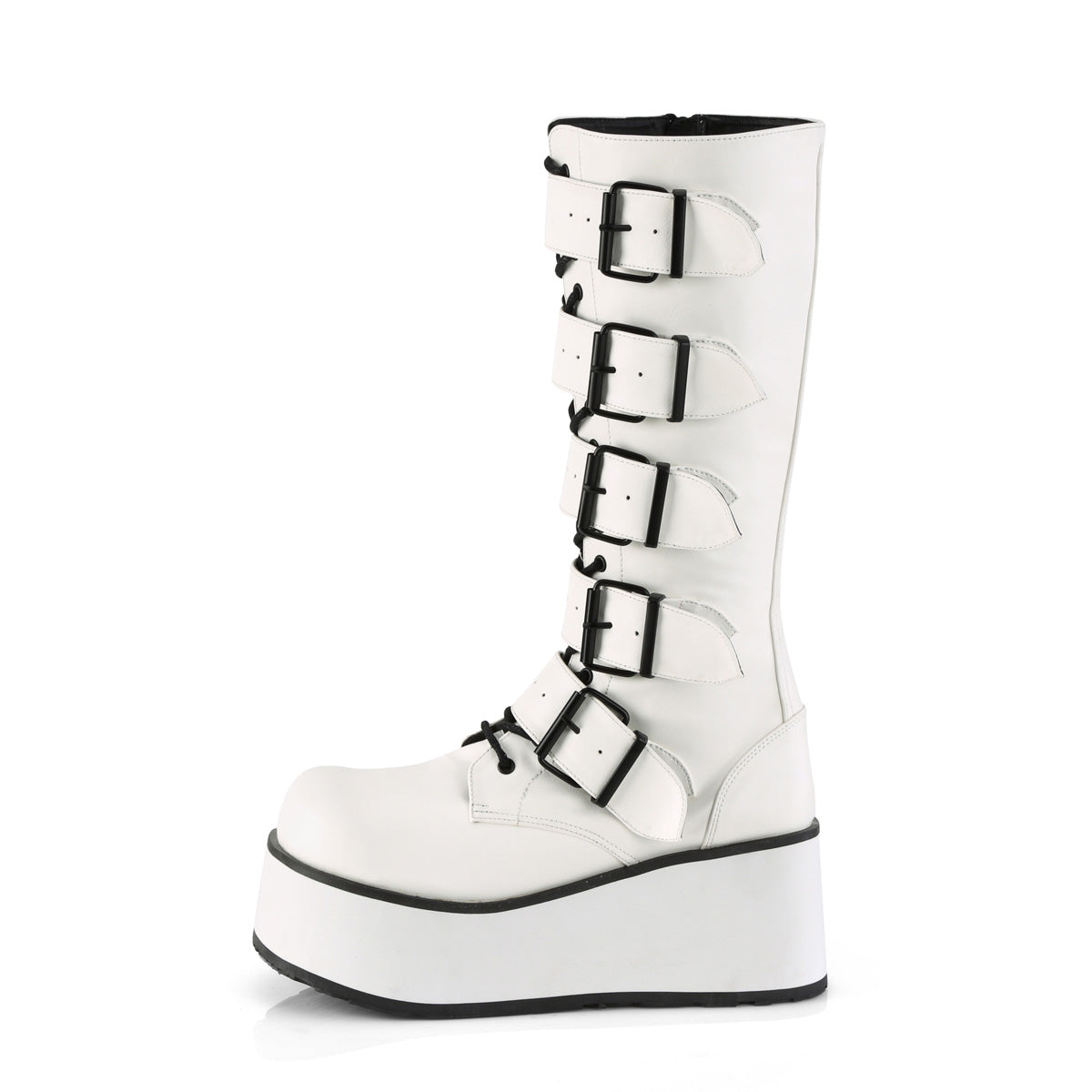 Demonia Cult Essential | "Trashville-518" Boots - White Vegan Leather