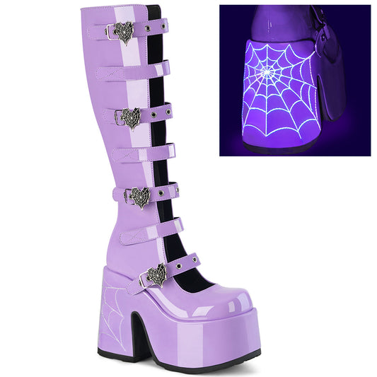 Demonia Cult Value | "Camel-223" Boots - Lavender Patent
