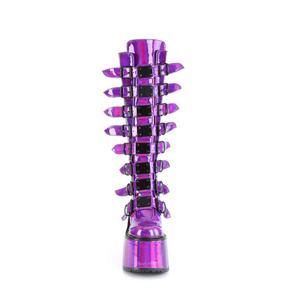 Demonia Cult Great Value | "Swing-815" Boots - Purple Holographic Patent