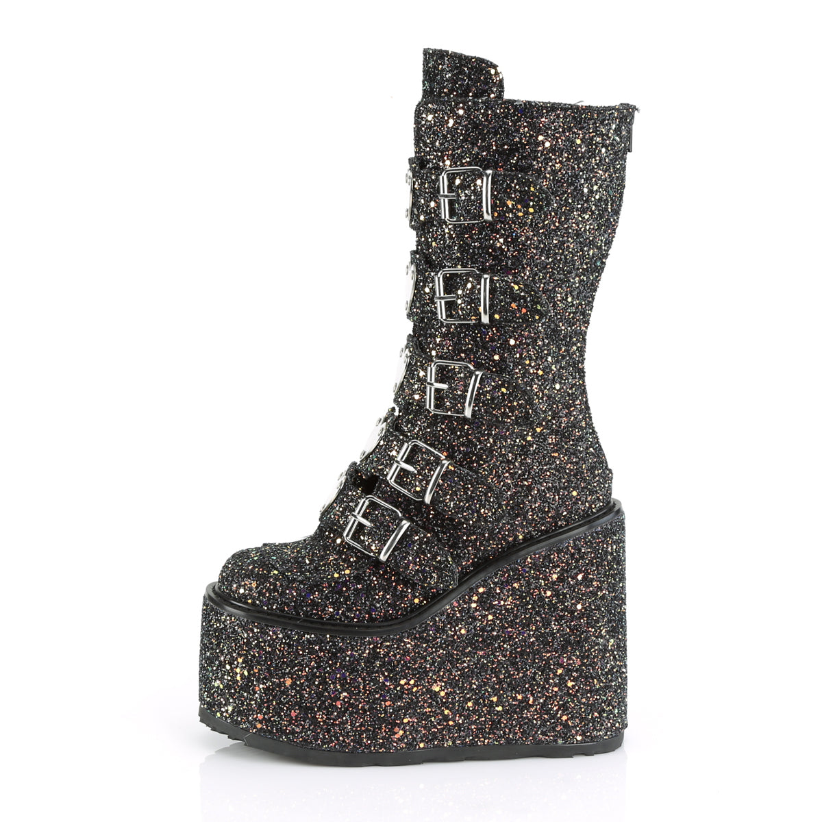 Demonia Cult Latest | "Swing-230G" Boots - Black Multi Glitter