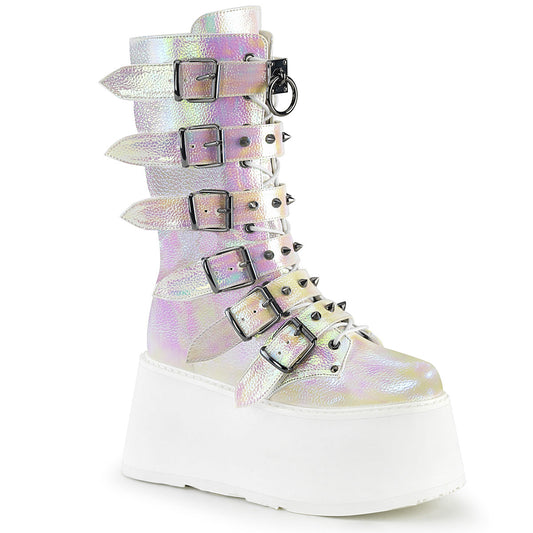 Demonia Cult Quality | "Damned-225" Boots - Pearl Iridescent Vegan Leather
