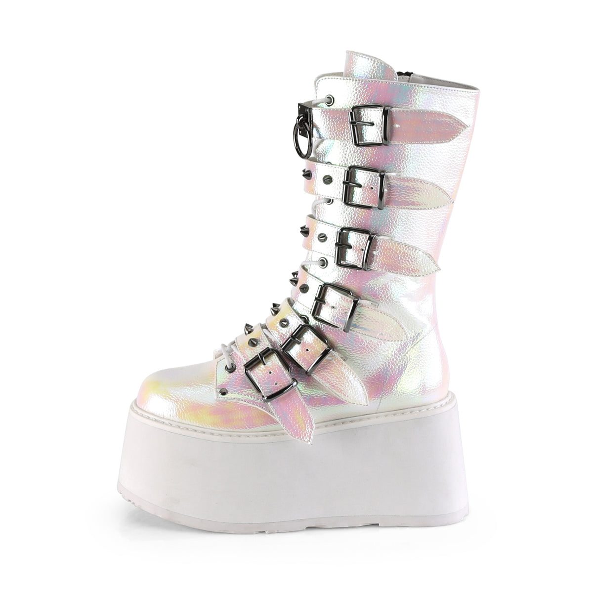 Demonia Cult Quality | "Damned-225" Boots - Pearl Iridescent Vegan Leather