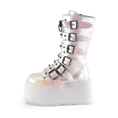 Demonia Cult Quality | "Damned-225" Boots - Pearl Iridescent Vegan Leather