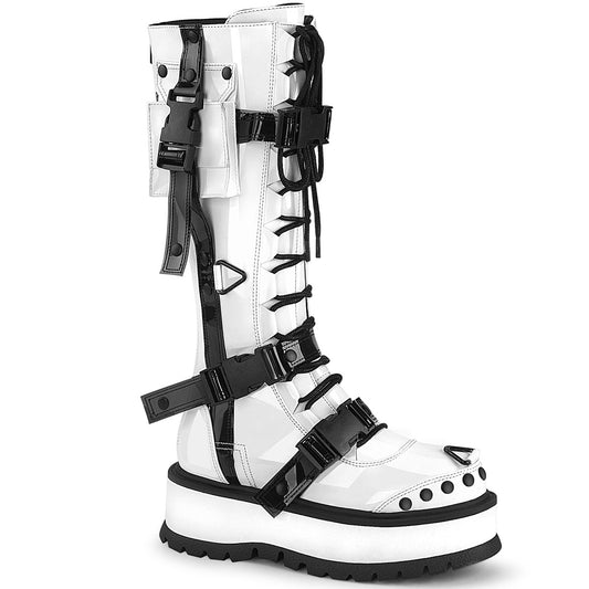Demonia Cult Classic | "Slacker-260" Boots - White Patent