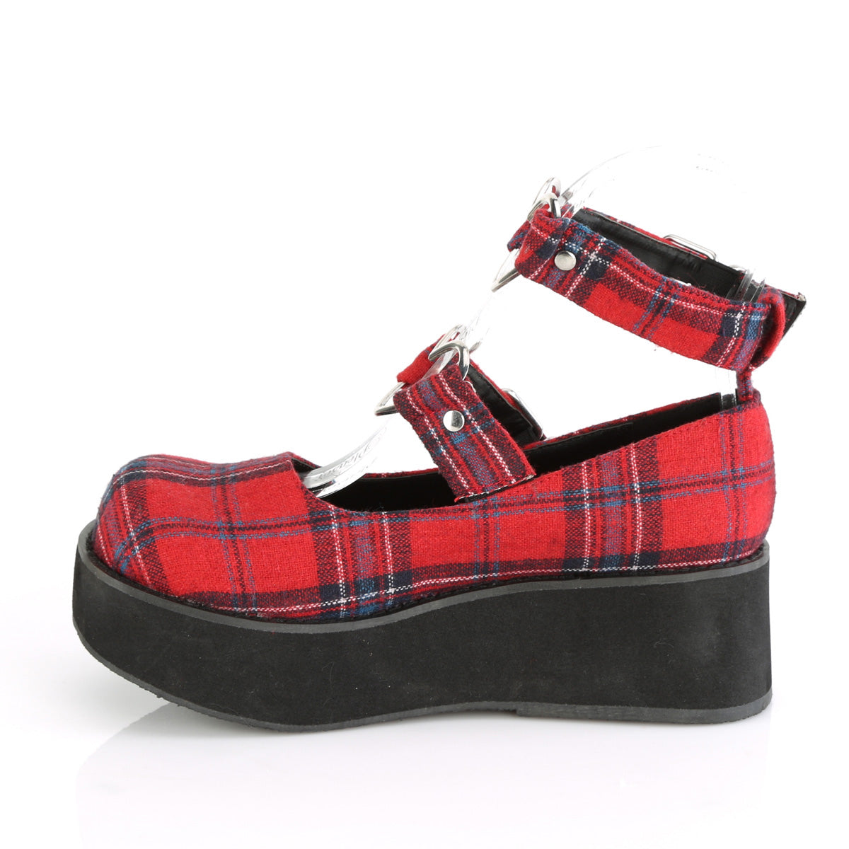 Demonia Cult Great Value | "Sprite-02" Platforms - Red Plaid Fabric