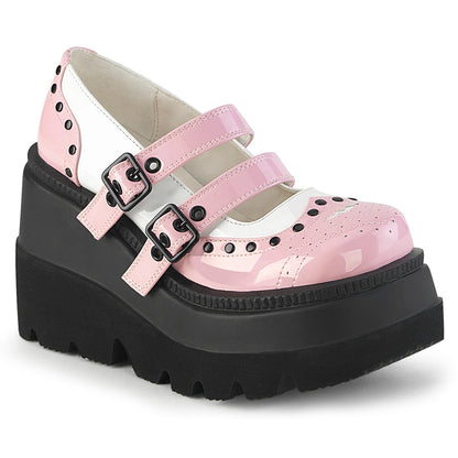 Demonia Cult Quality | "Shaker-27" Platforms - Baby Pink-White Patent
