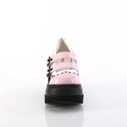 Demonia Cult Quality | "Shaker-27" Platforms - Baby Pink-White Patent