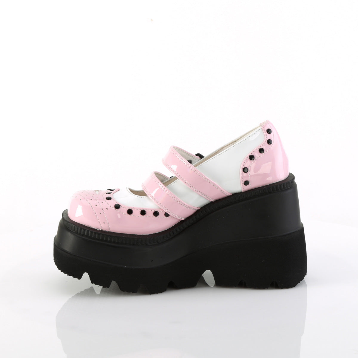Demonia Cult Quality | "Shaker-27" Platforms - Baby Pink-White Patent