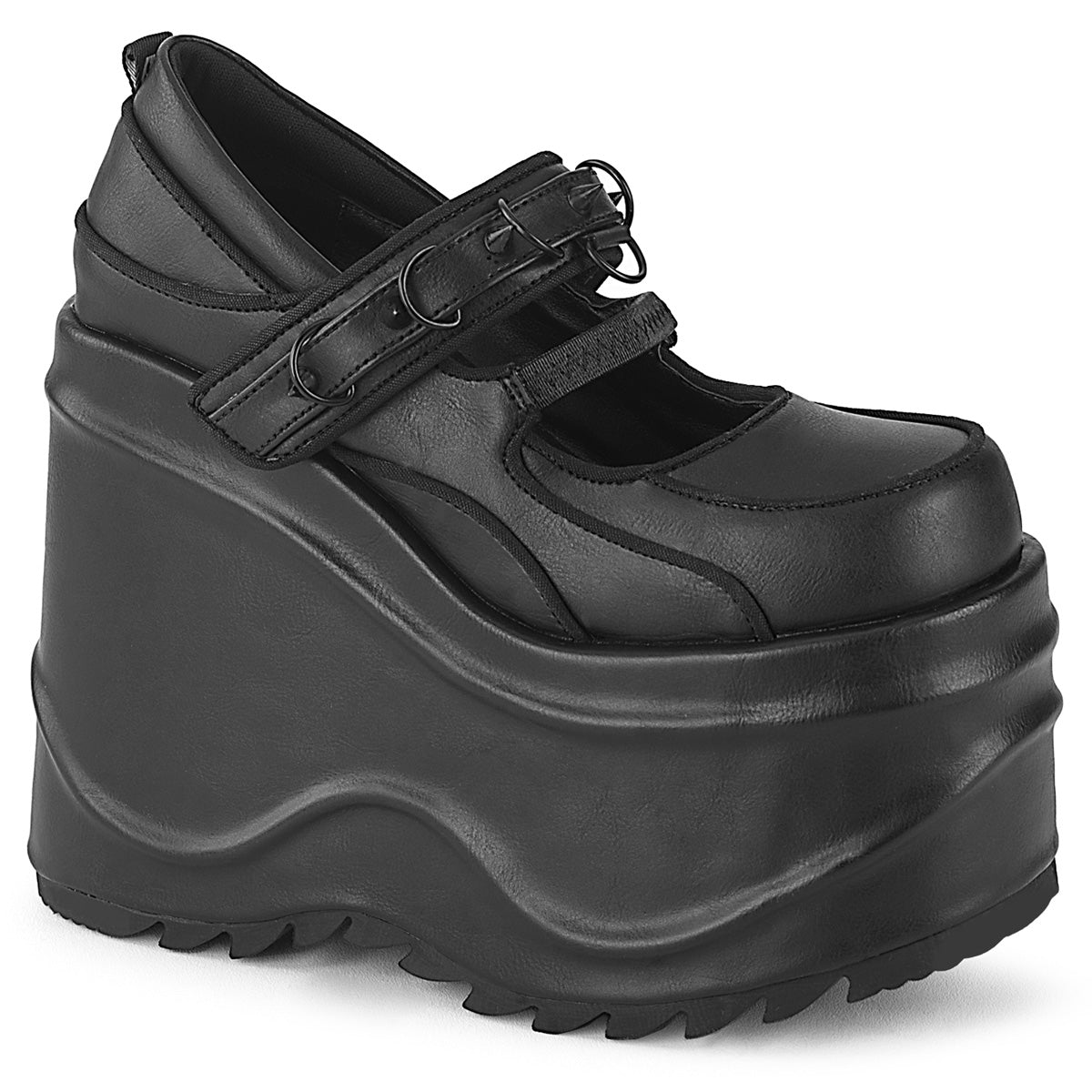 Demonia Cult Exclusive | "Wave-48" Pumps - Black Vegan Leather