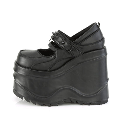 Demonia Cult Exclusive | "Wave-48" Pumps - Black Vegan Leather