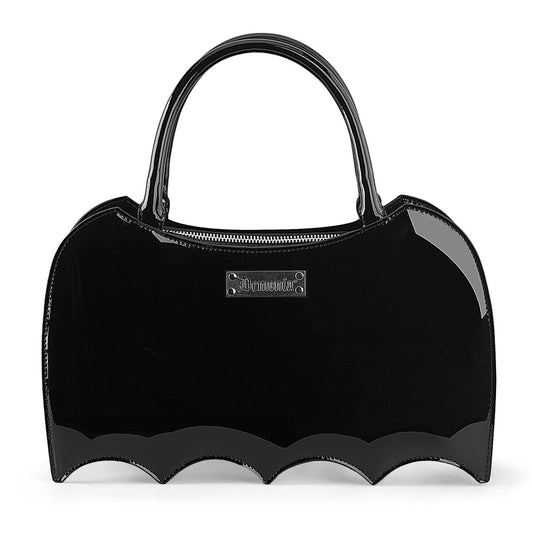 Demonia Cult Signature | Patent Bat Shaped Handbag