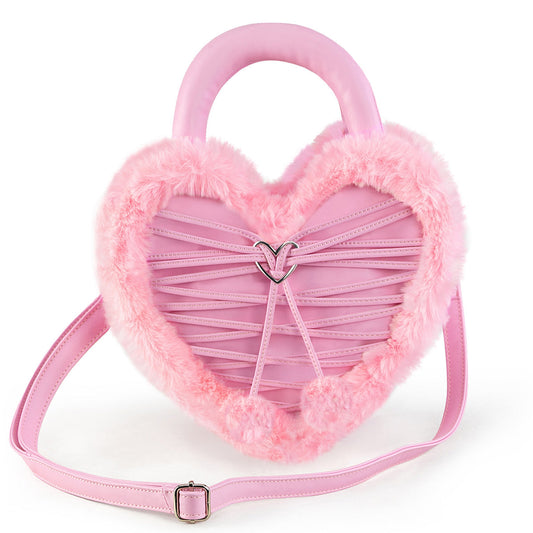 Demonia Cult Quality | Faux Fur Heart-Shaped Purse