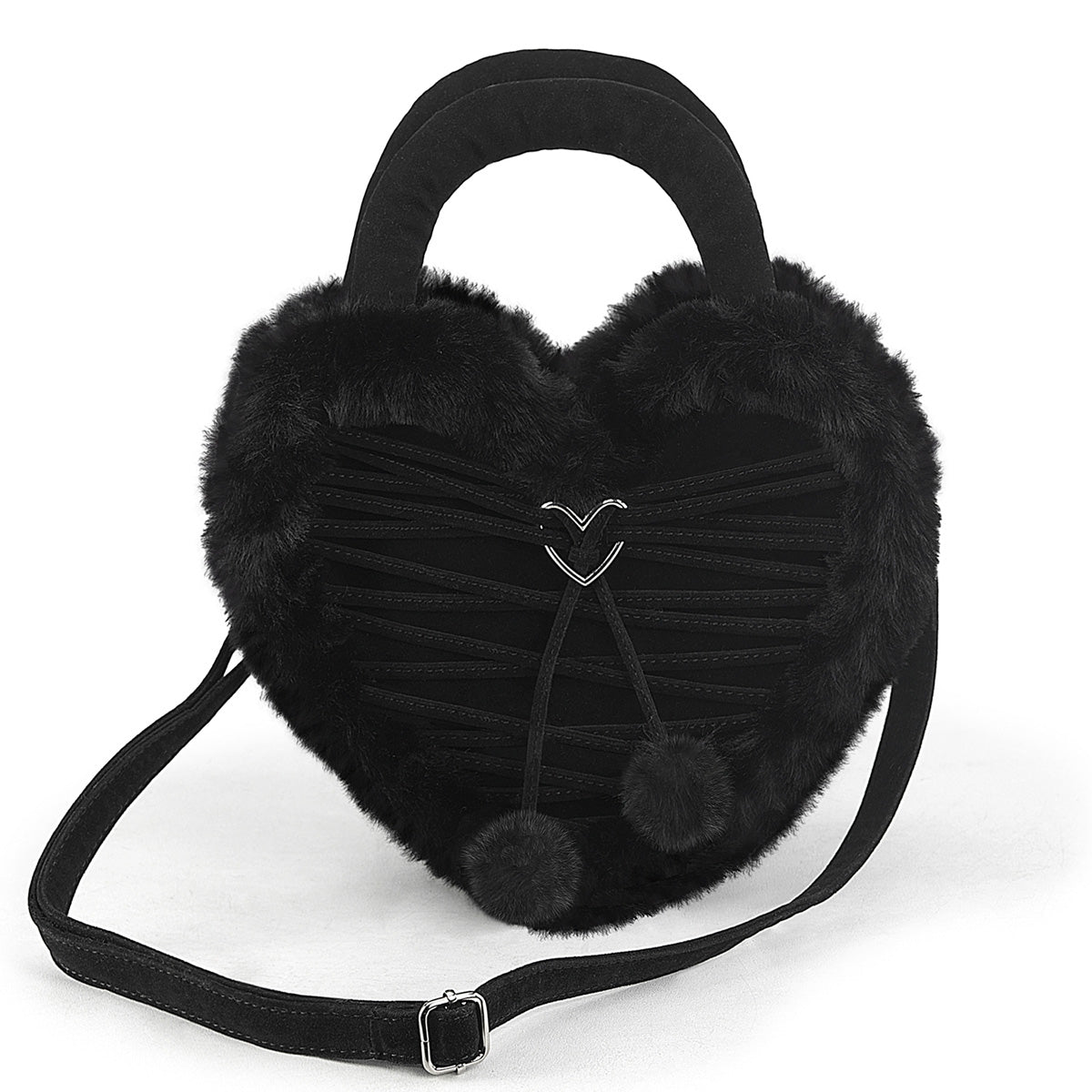 Demonia Cult Exclusive | Faux Fur Heart-Shaped Purse