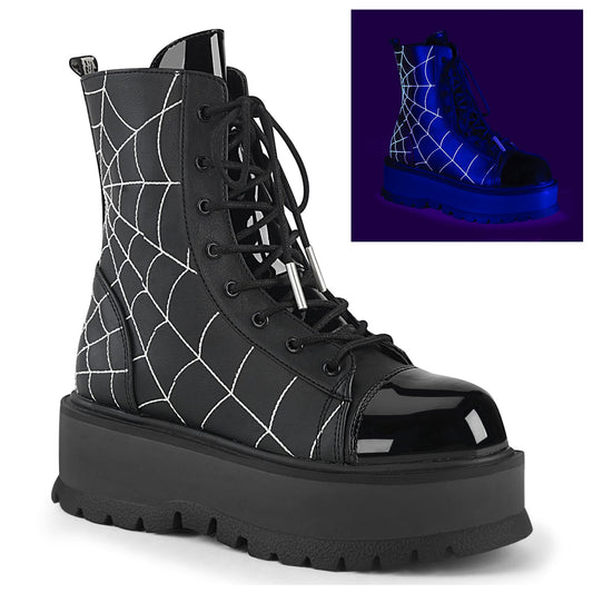 Demonia Cult Essential | "Slacker-88" Boots - Black Vegan Leather- Patent