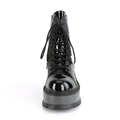 Demonia Cult Essential | "Slacker-88" Boots - Black Vegan Leather- Patent