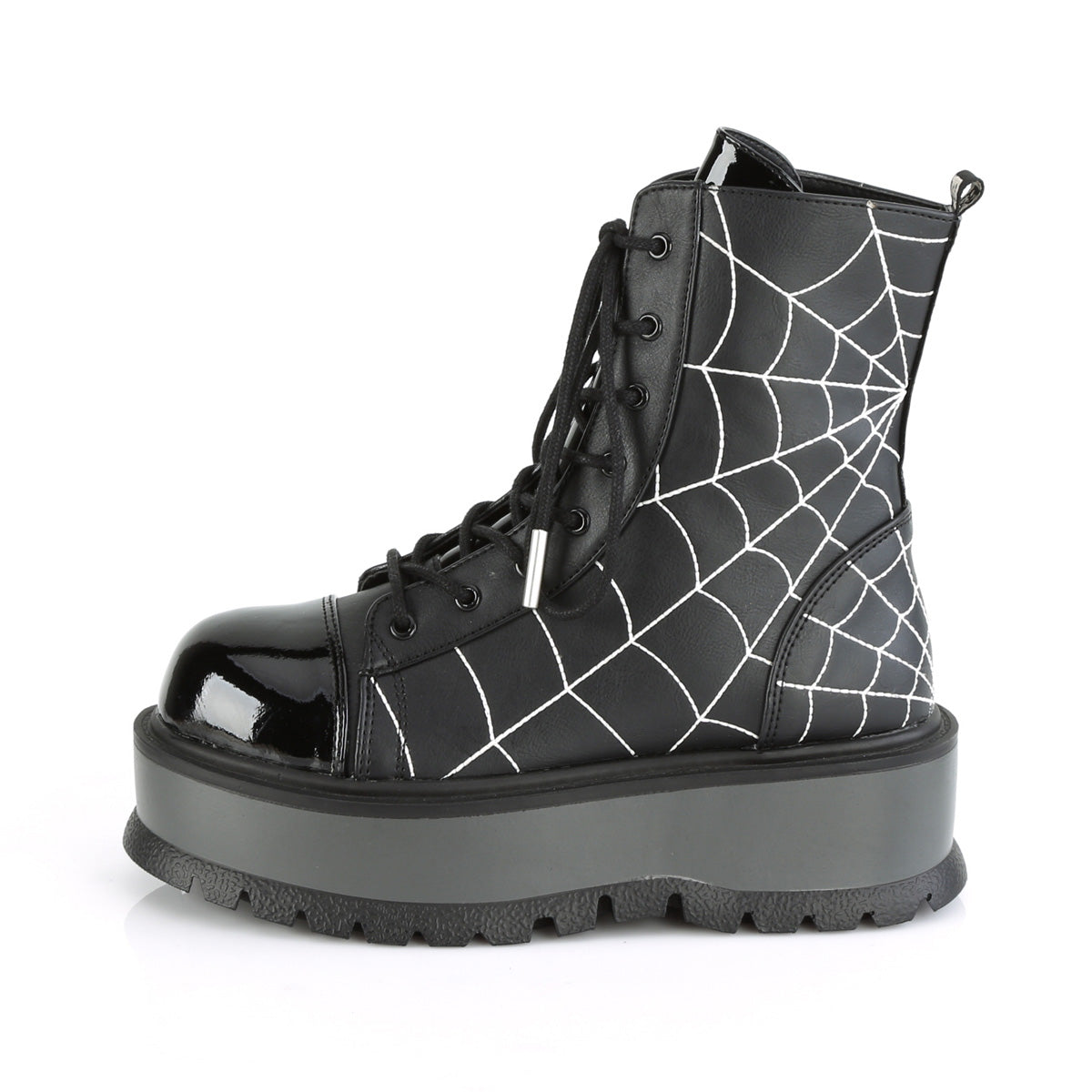 Demonia Cult Essential | "Slacker-88" Boots - Black Vegan Leather- Patent