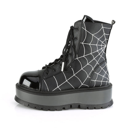 Demonia Cult Essential | "Slacker-88" Boots - Black Vegan Leather- Patent