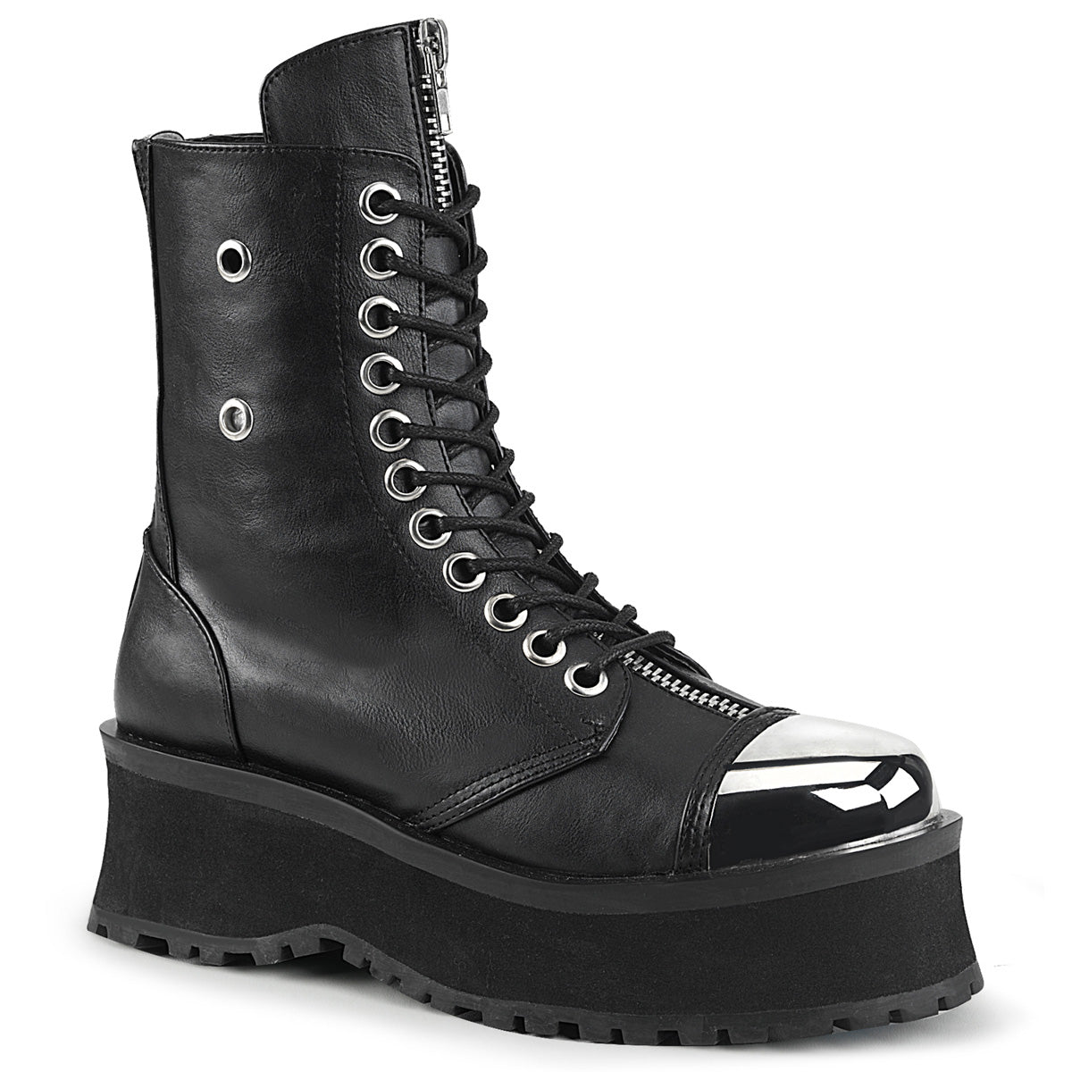 Demonia Cult Everyday | "Gravedigger-10" Boots - Black Vegan Leather