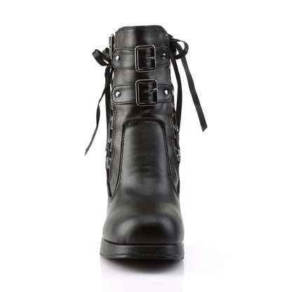 Demonia Cult Quality | "Crypto-51" Boots - Black-Red Lace Vegan Leather
