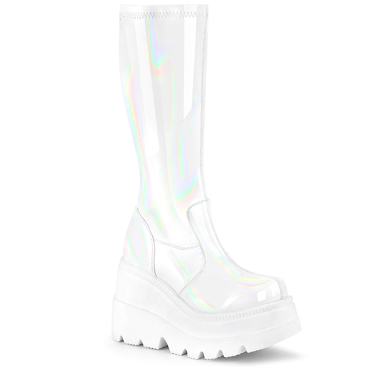 Demonia Cult Essential | "Shaker-65" Boots - White Hologram