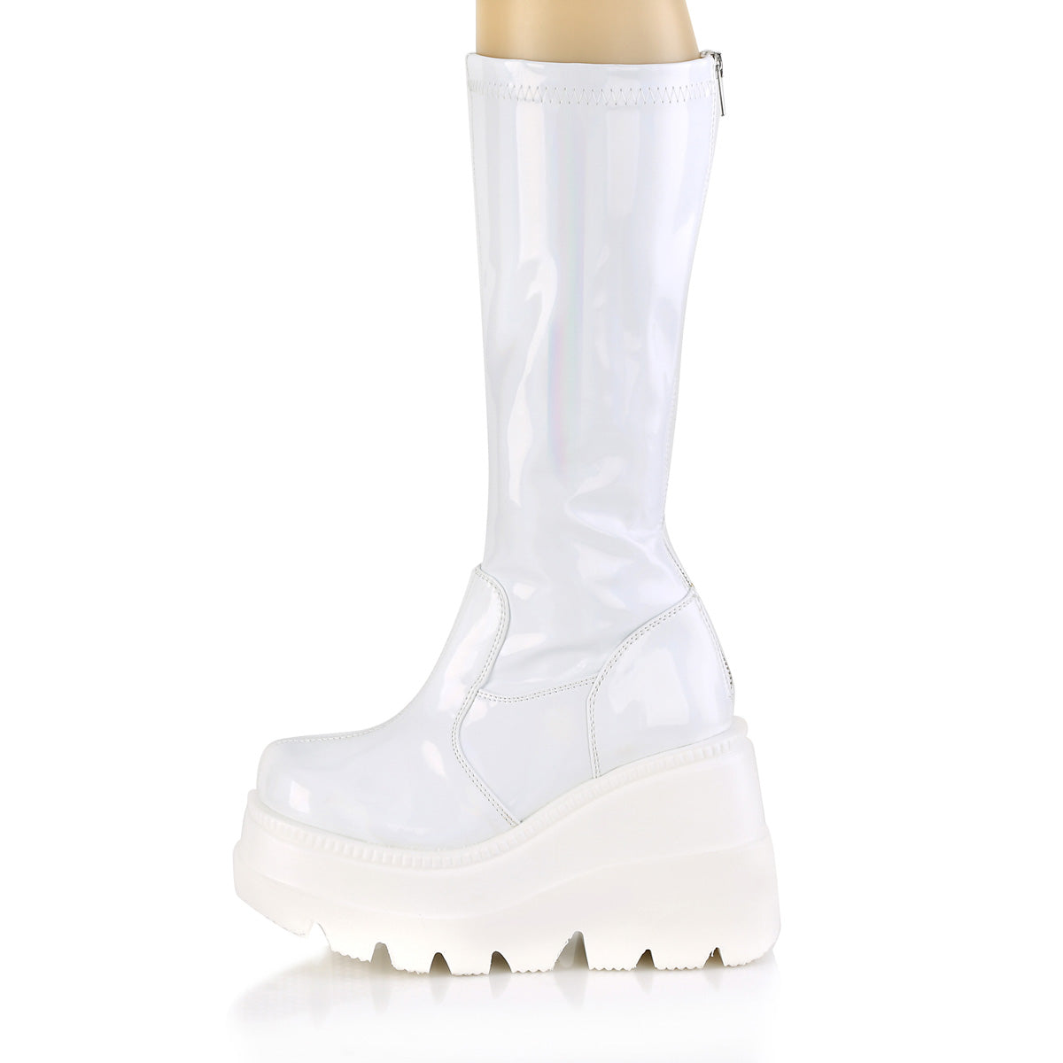 Demonia Cult Essential | "Shaker-65" Boots - White Hologram