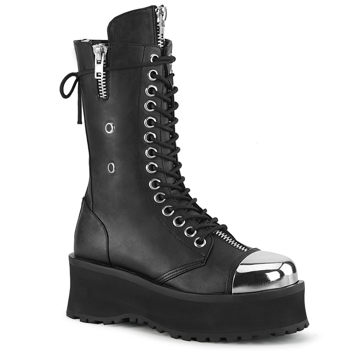 Demonia Cult Everyday | "Gravedigger-14" Platforms - Black Vegan Leather