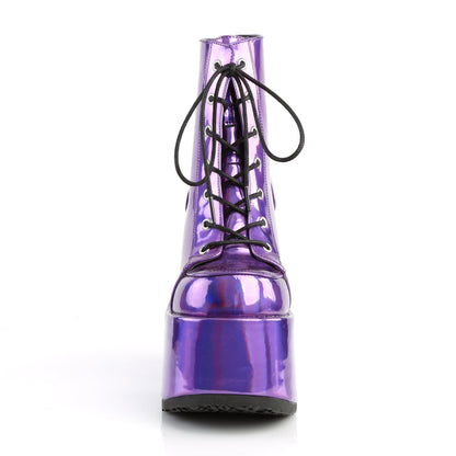 Demonia Cult Value | "Camel-203" Boots - Purple Hologram Vegan Leather