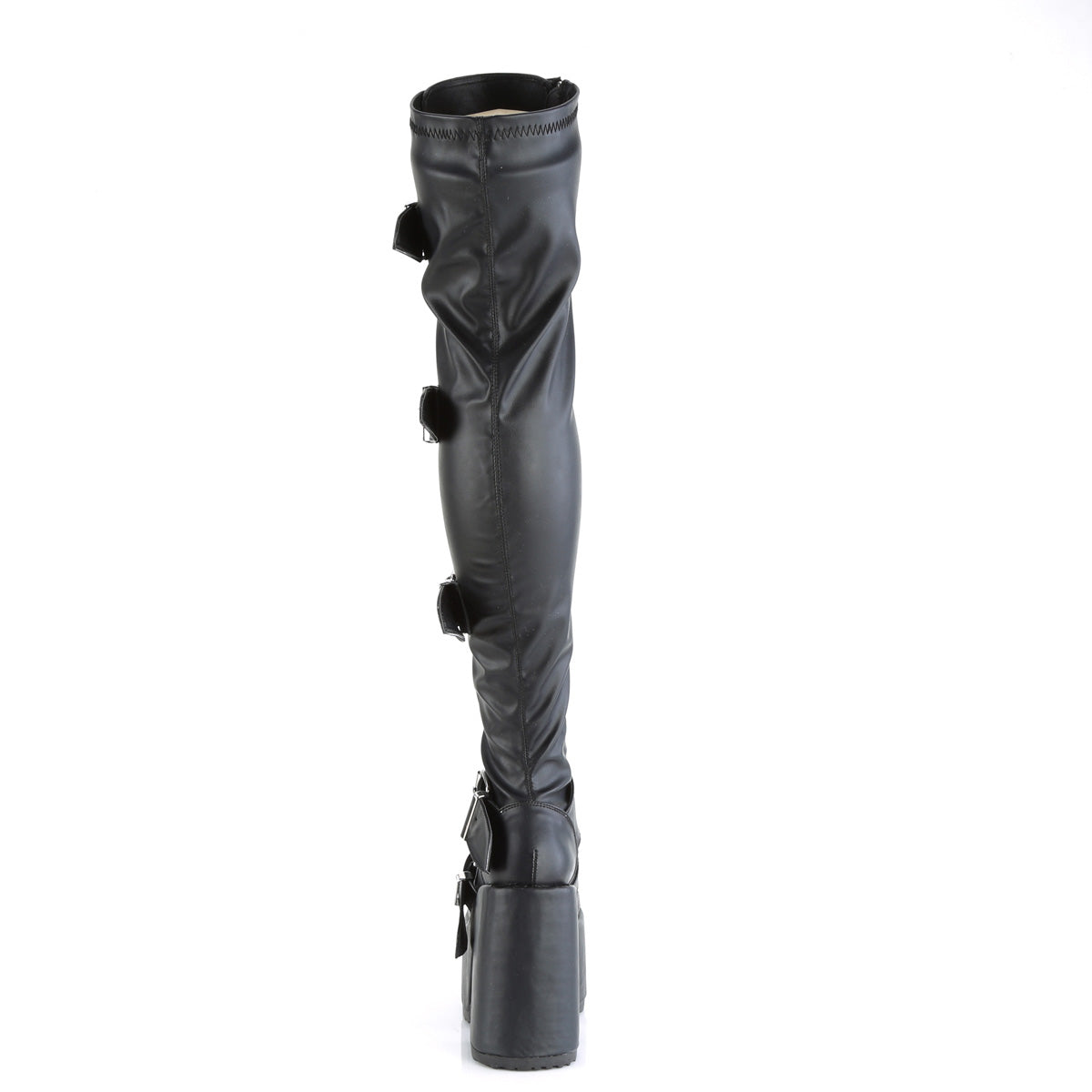 Demonia Cult Signature | "Camel-305" Boots - Black Stretch Vegan Leather