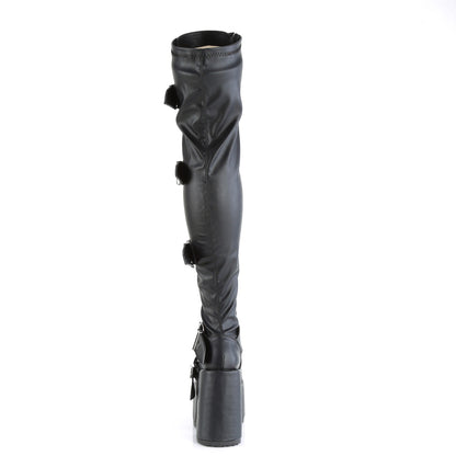 Demonia Cult Signature | "Camel-305" Boots - Black Stretch Vegan Leather