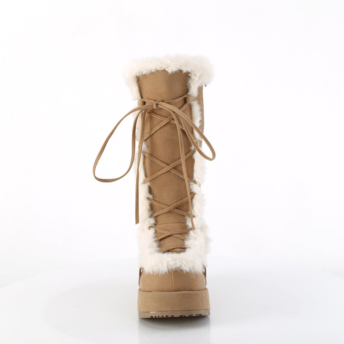 Demonia Cult Essential | "Cubby-311" Boots - Camel Vegan Suede