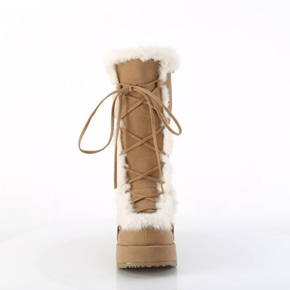 Demonia Cult Essential | "Cubby-311" Boots - Camel Vegan Suede