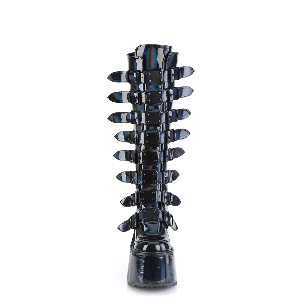 Demonia Cult Value | "Swing-815" Boots - Black Holographic Patent