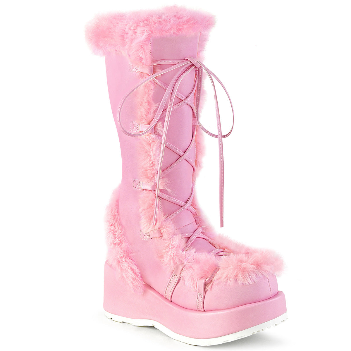Demonia Cult Signature | "Cubby-311" Boots - Baby Pink Vegan Leather